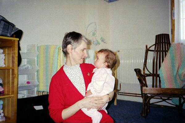 Hannah holding Casandra, March 2000 visit
