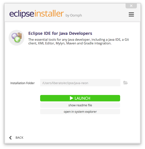 Eclipse installer success