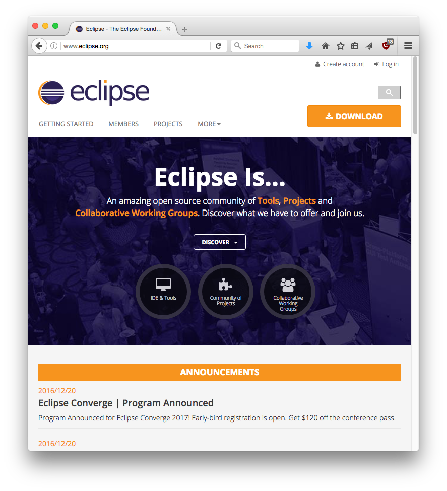 Eclipse home page