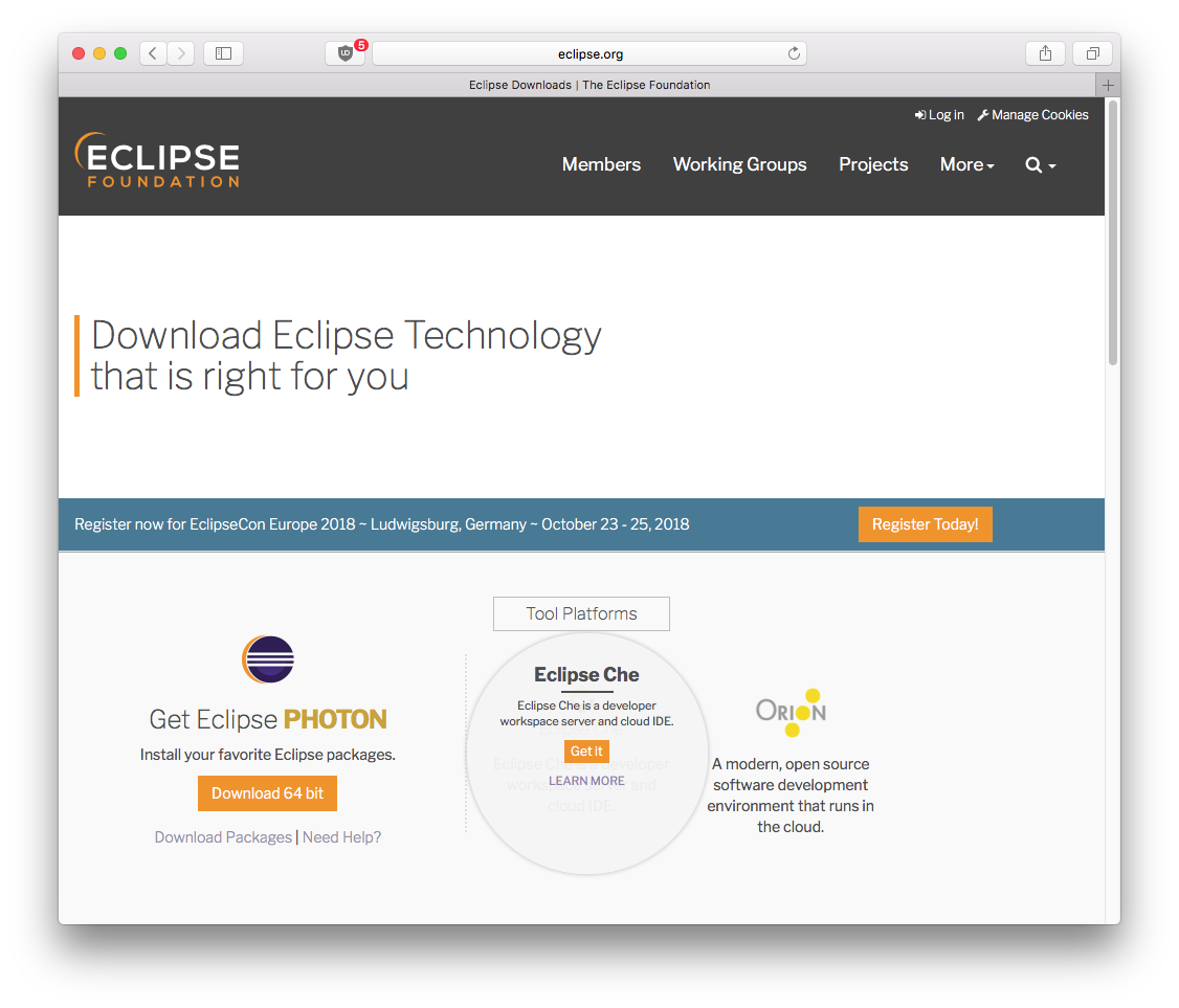 Eclipse download page