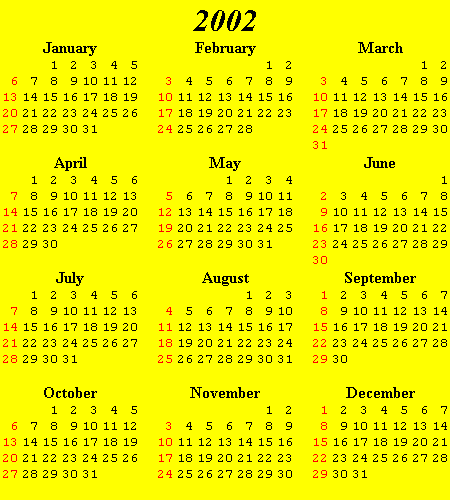 Calendars 2000 2010