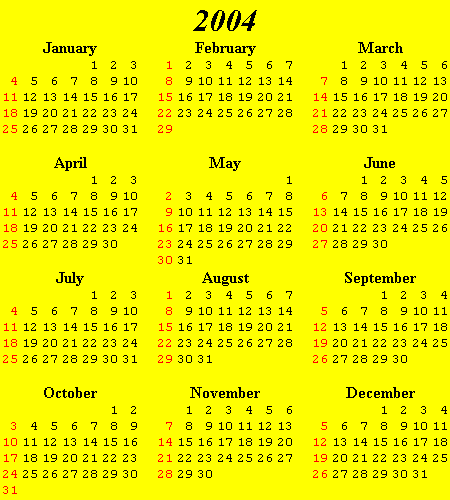 Kalender 2004 november